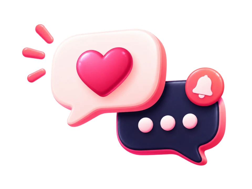 Two friendly chat bubbles representing in-app support