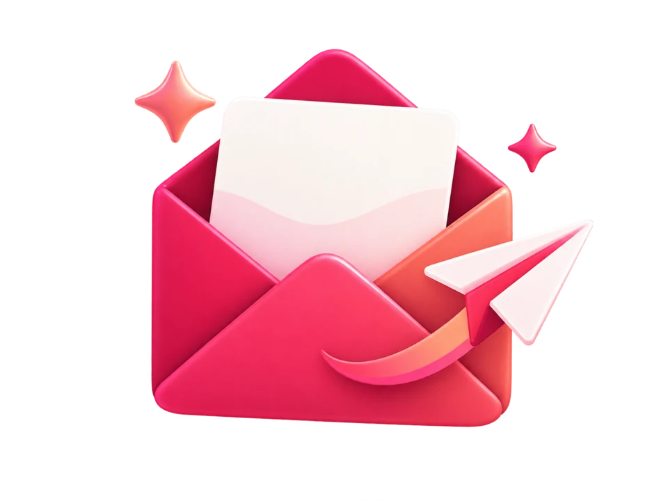 An open envelope ready to send to the Glow team