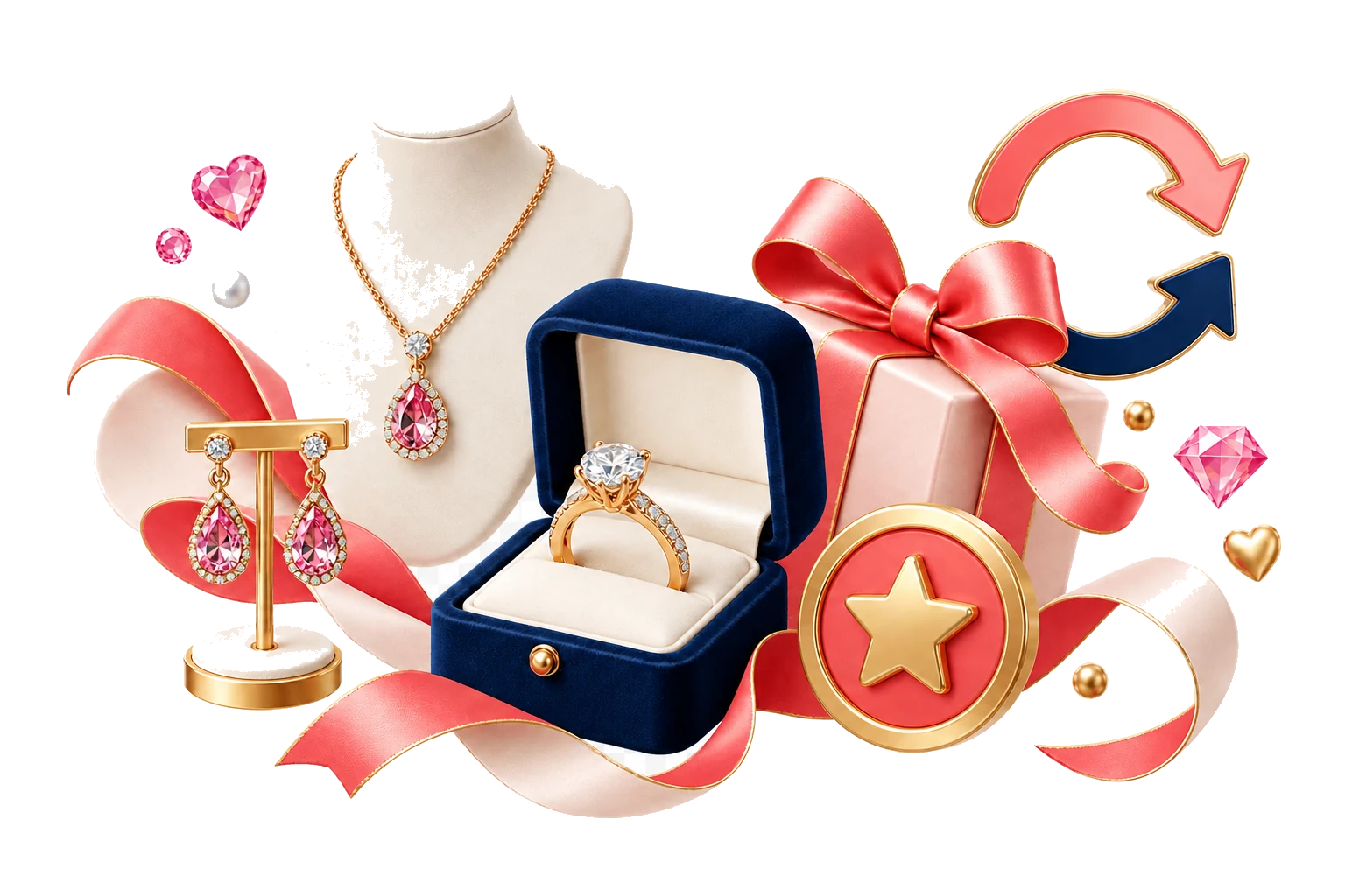 Jewelry and gift box with loyalty stars and premium reward symbols
