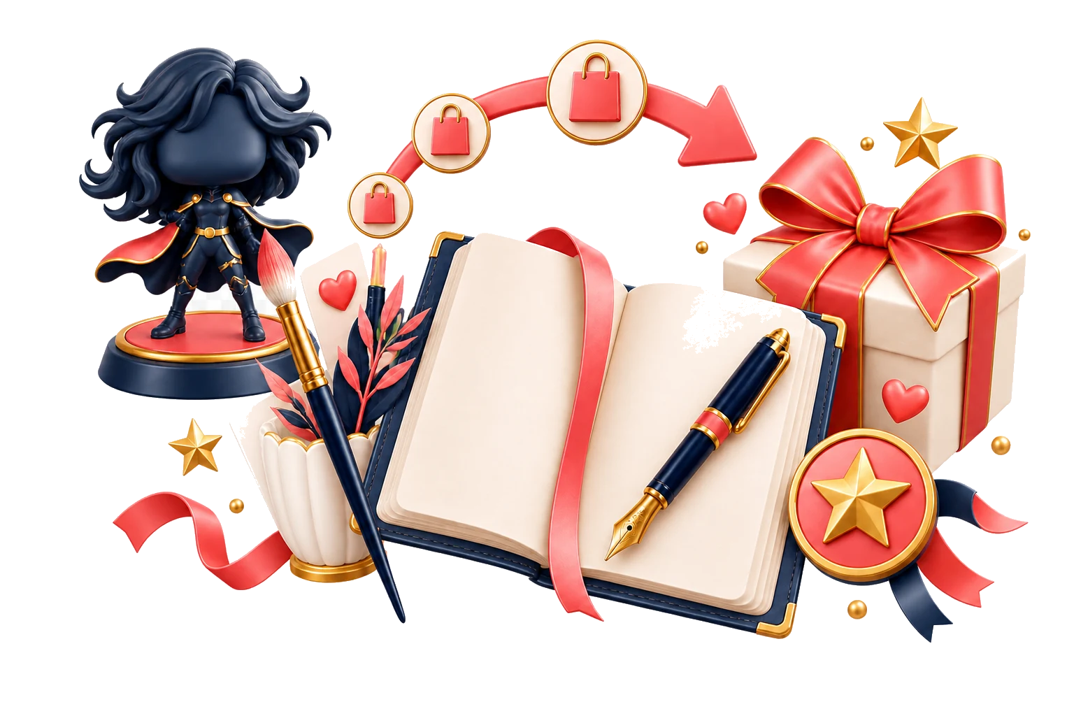 Books, stationery, crafts, gifts, and collectibles with loyalty symbols
